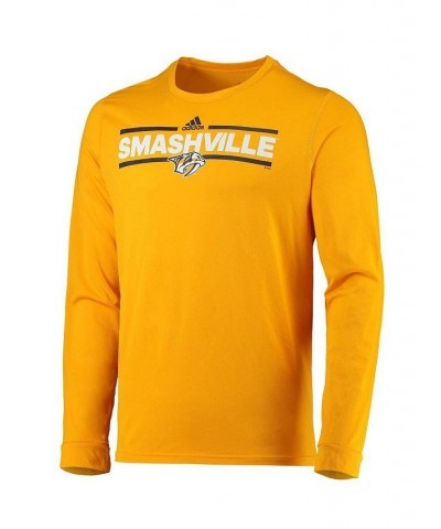 Men's Gold Nashville Predators Dassler AEROREADY Creator Long Sleeve T-shirt $19.60 T-Shirts