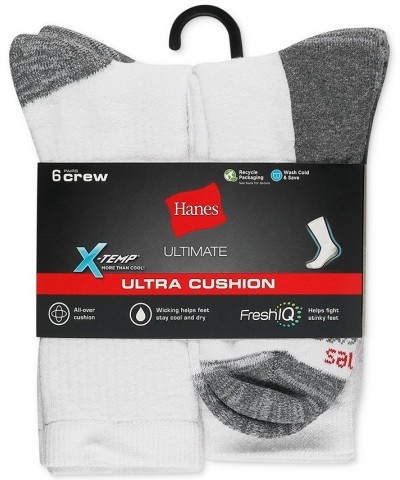 Men's 6-Pk. Ultimate Xtemp Ultra Cushion Crew Socks White $11.54 Socks