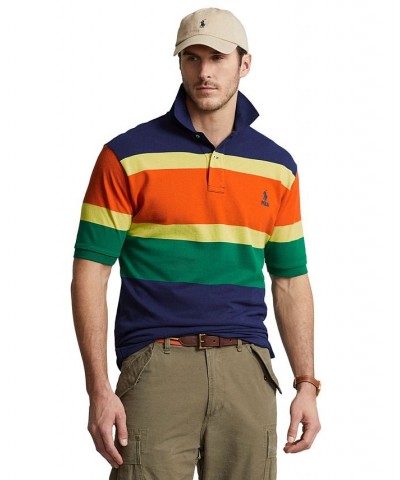 Men's Big & Tall Striped Mesh Polo Shirt Blue $30.00 Polo Shirts