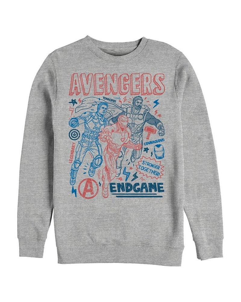 Marvel Men's Avengers Endgame Stronger Together Doodle Sketch, Crewneck Fleece Gray $29.69 Sweatshirt