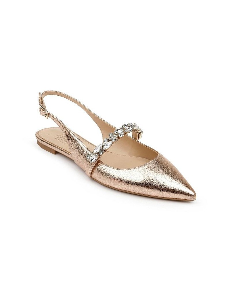 Women's Bambi Slingback Evening Flat Gold $40.59 Shoes