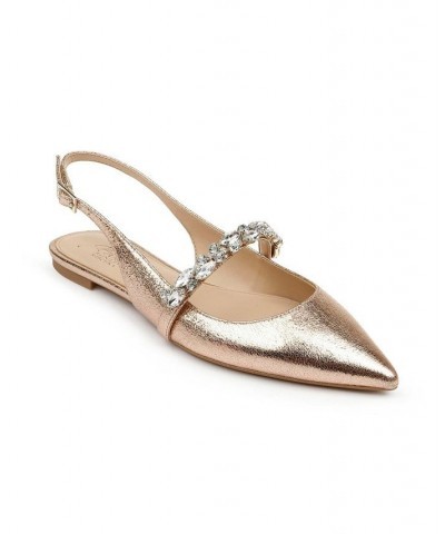 Women's Bambi Slingback Evening Flat Gold $40.59 Shoes