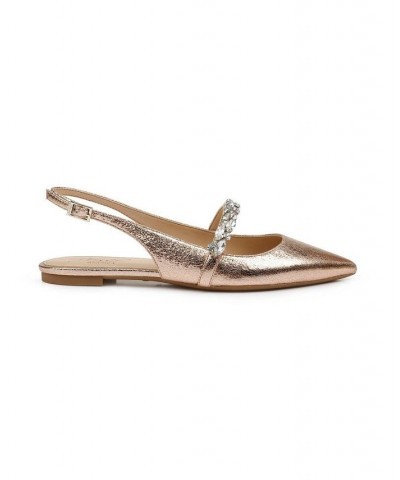 Women's Bambi Slingback Evening Flat Gold $40.59 Shoes