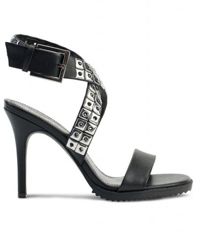 Women's Aiden Crisscross Ankle-Strap Dress Sandals Black $52.15 Shoes