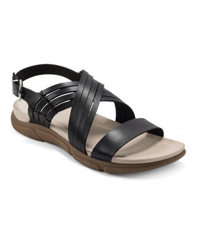 Women's Marlis Strappy Flat Sandals Black $38.25 Shoes