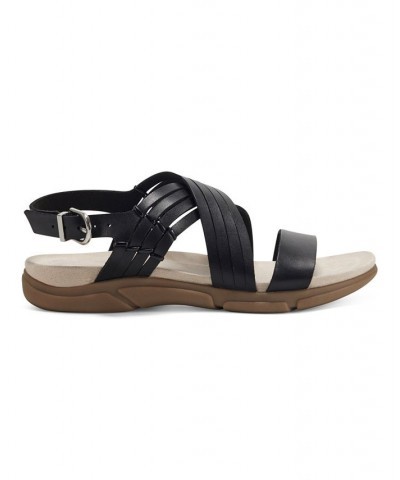 Women's Marlis Strappy Flat Sandals Black $38.25 Shoes