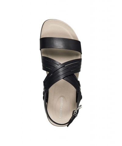 Women's Marlis Strappy Flat Sandals Black $38.25 Shoes