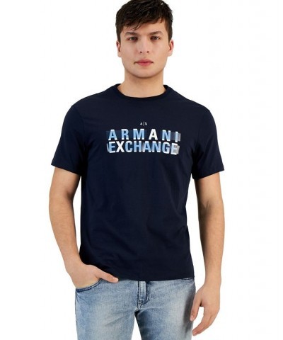 Men's Bar Logo Crewneck Short-Sleeve T-Shirt Blue $41.25 T-Shirts