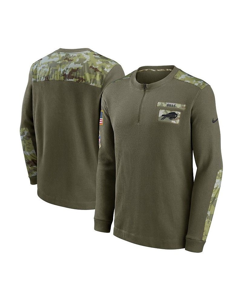 Men's Olive Buffalo Bills 2021 Salute To Service Henley Long Sleeve Thermal Top $40.80 T-Shirts