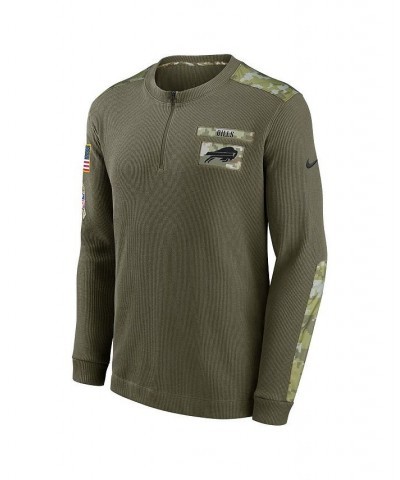 Men's Olive Buffalo Bills 2021 Salute To Service Henley Long Sleeve Thermal Top $40.80 T-Shirts