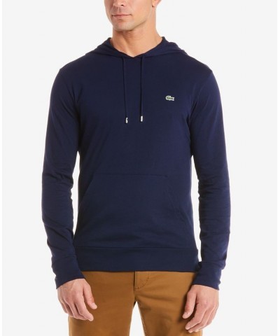 Hoodie Jersey Long Sleeve Tee Shirt with Kangaroo Pocket Blue $51.60 T-Shirts