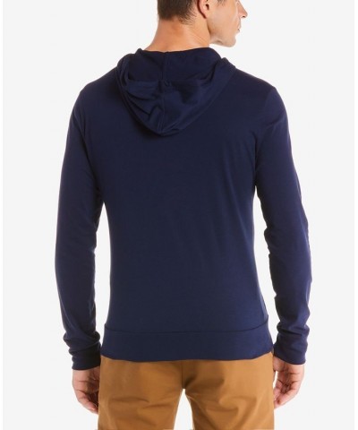 Hoodie Jersey Long Sleeve Tee Shirt with Kangaroo Pocket Blue $51.60 T-Shirts