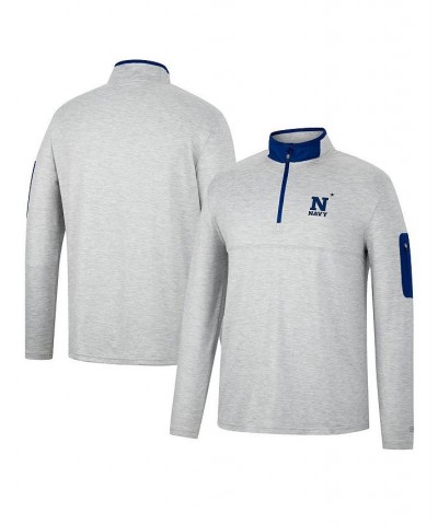 Men's Heathered Gray, Navy Navy Midshipmen Country Club Windshirt Quarter-Zip Jacket $24.00 Sweatshirt