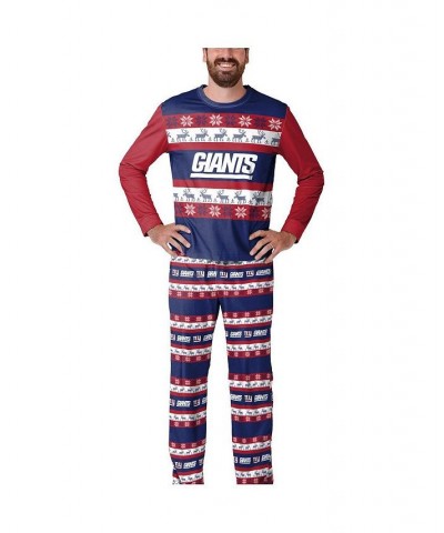 Men's Navy New York Giants Team Ugly Pajama Set $41.59 Pajama