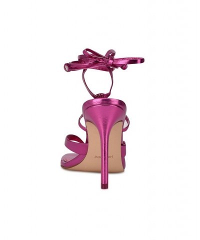 Women's Terrie Ankle Wrap Heeled Sandals Pink $54.45 Shoes