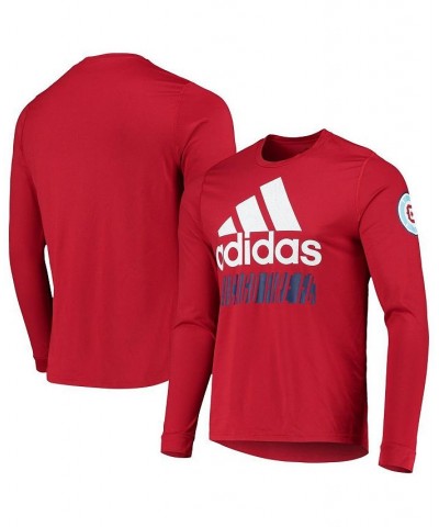 Men's Red Chicago Fire Vintage-Like Performance Long Sleeve T-shirt $24.00 T-Shirts