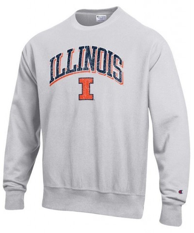 Men's Gray Illinois Fighting Illini Arch Over Logo Reverse Weave Pullover Sweatshirt $42.50 Sweatshirt