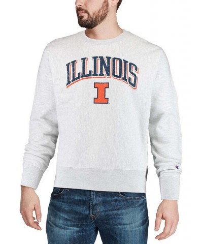 Men's Gray Illinois Fighting Illini Arch Over Logo Reverse Weave Pullover Sweatshirt $42.50 Sweatshirt