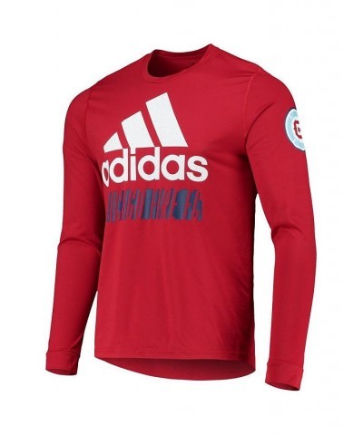 Men's Red Chicago Fire Vintage-Like Performance Long Sleeve T-shirt $24.00 T-Shirts