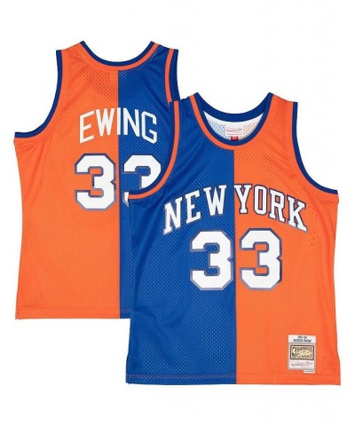 Men's Patrick Ewing Blue, Orange New York Knicks Hardwood Classics 1991-92 Split Swingman Jersey $36.63 Jersey