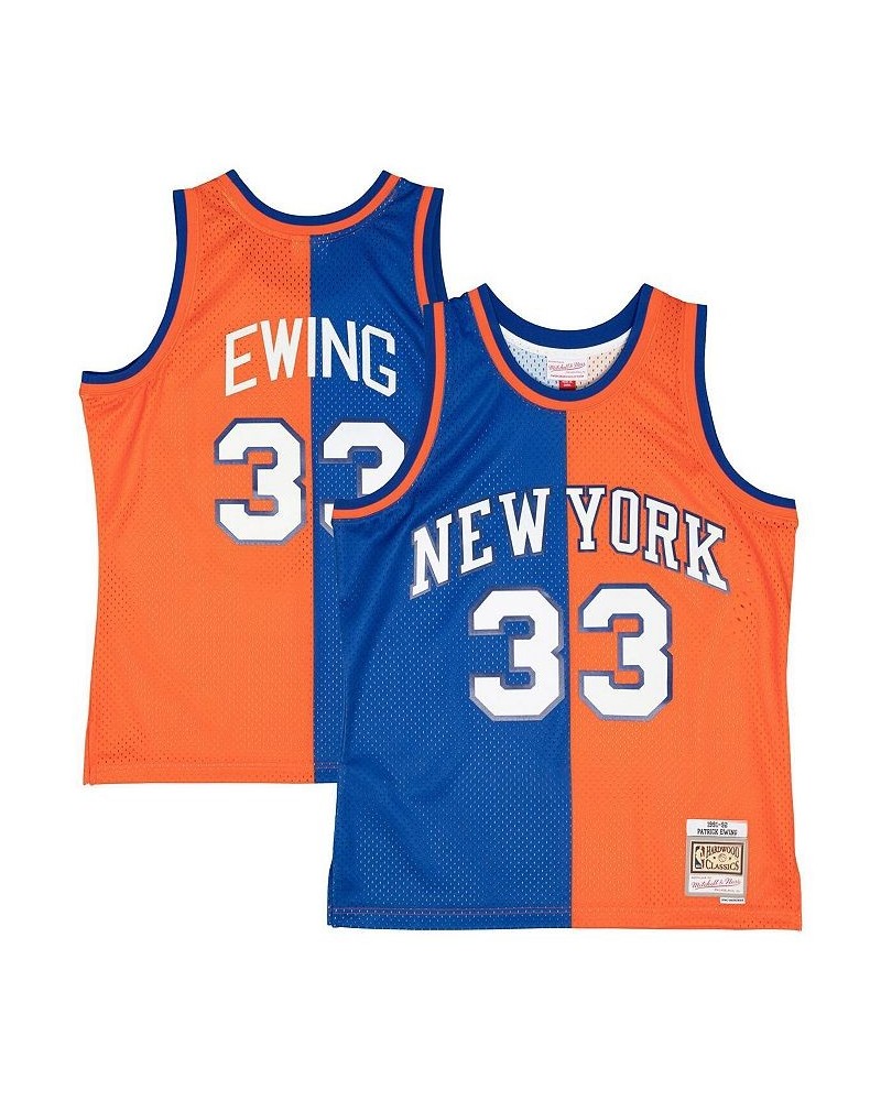 Men's Patrick Ewing Blue, Orange New York Knicks Hardwood Classics 1991-92 Split Swingman Jersey $36.63 Jersey