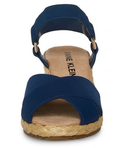 Women's Ellis Espadrille Buckle Wedge Sandals Black $45.54 Shoes