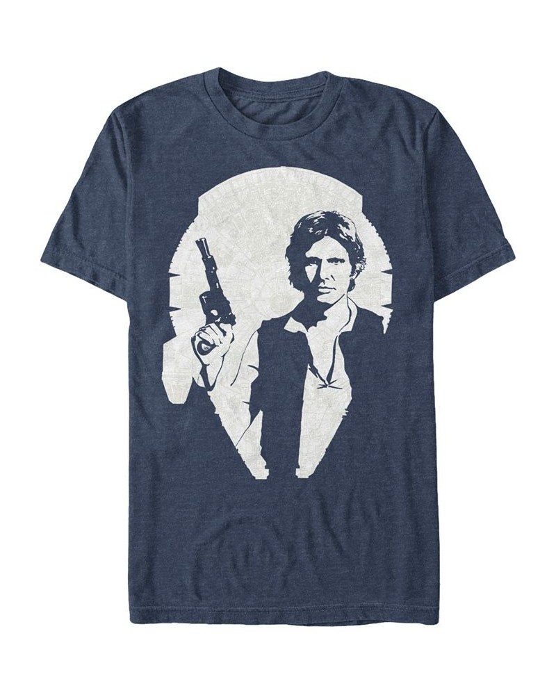 Star Wars Men's Classic Han Solo Millennium Falcon Silhouette Short Sleeve T-Shirt Blue $15.05 T-Shirts