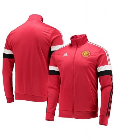 Men's Red Manchester United 3-Stripe Full-Zip AEROREADY Track Jacket $38.22 Jackets