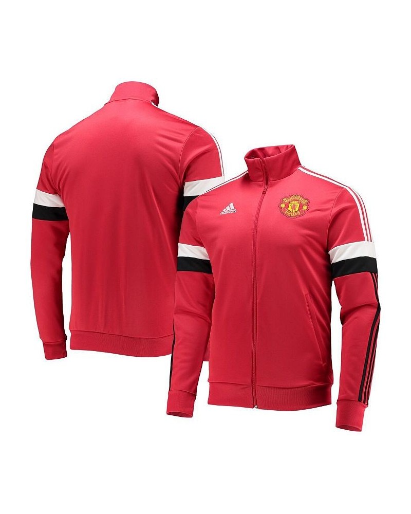 Men's Red Manchester United 3-Stripe Full-Zip AEROREADY Track Jacket $38.22 Jackets