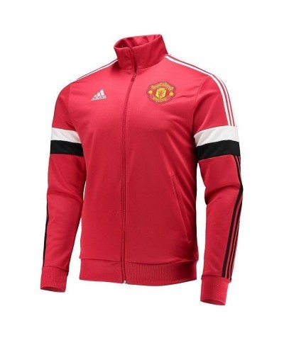 Men's Red Manchester United 3-Stripe Full-Zip AEROREADY Track Jacket $38.22 Jackets