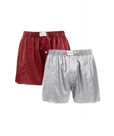 Luxury Fitted Draping Silk Boxer For Men Red $32.20 Underwear