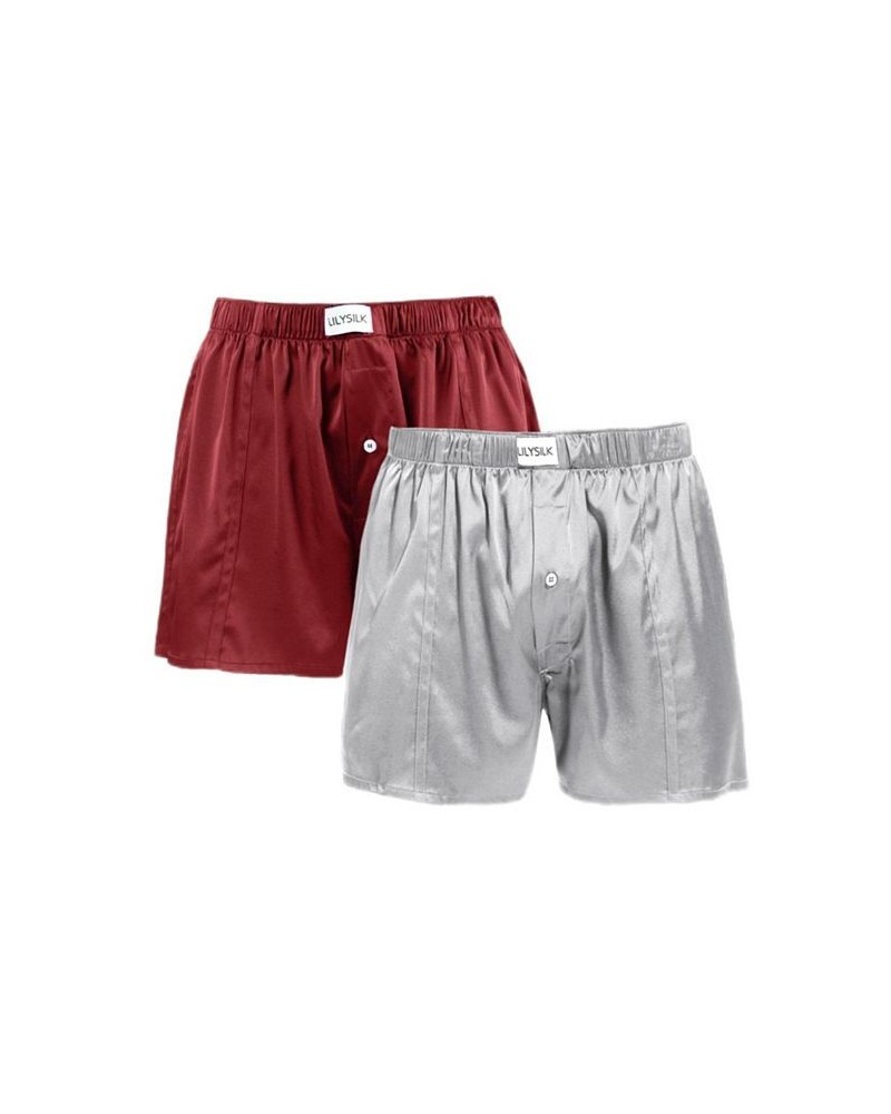 Luxury Fitted Draping Silk Boxer For Men Red $32.20 Underwear