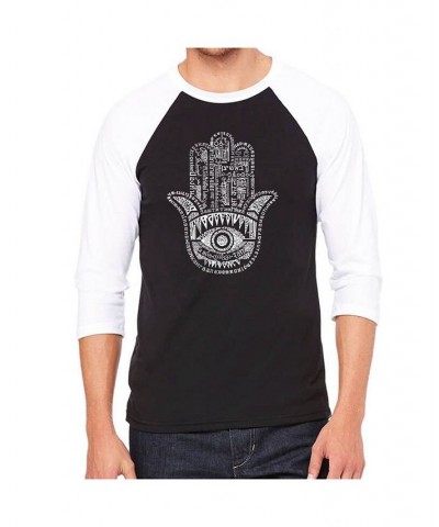 Hamsa Men's Raglan Word Art T-shirt Black $18.90 T-Shirts