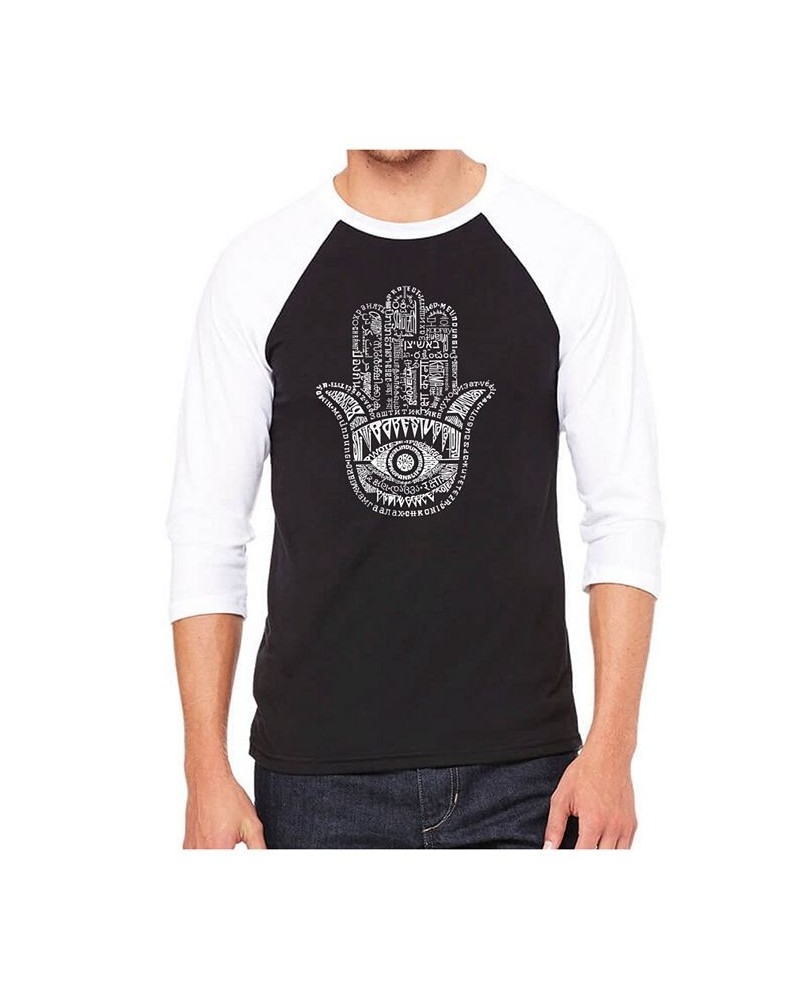 Hamsa Men's Raglan Word Art T-shirt Black $18.90 T-Shirts