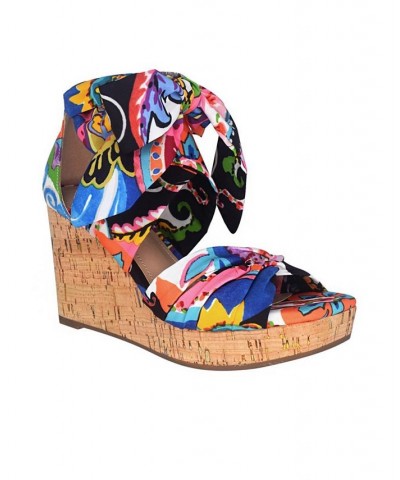 Women's Olemah Ankle Wrap Memory Foam Wedge Sandal PD03 $43.70 Shoes