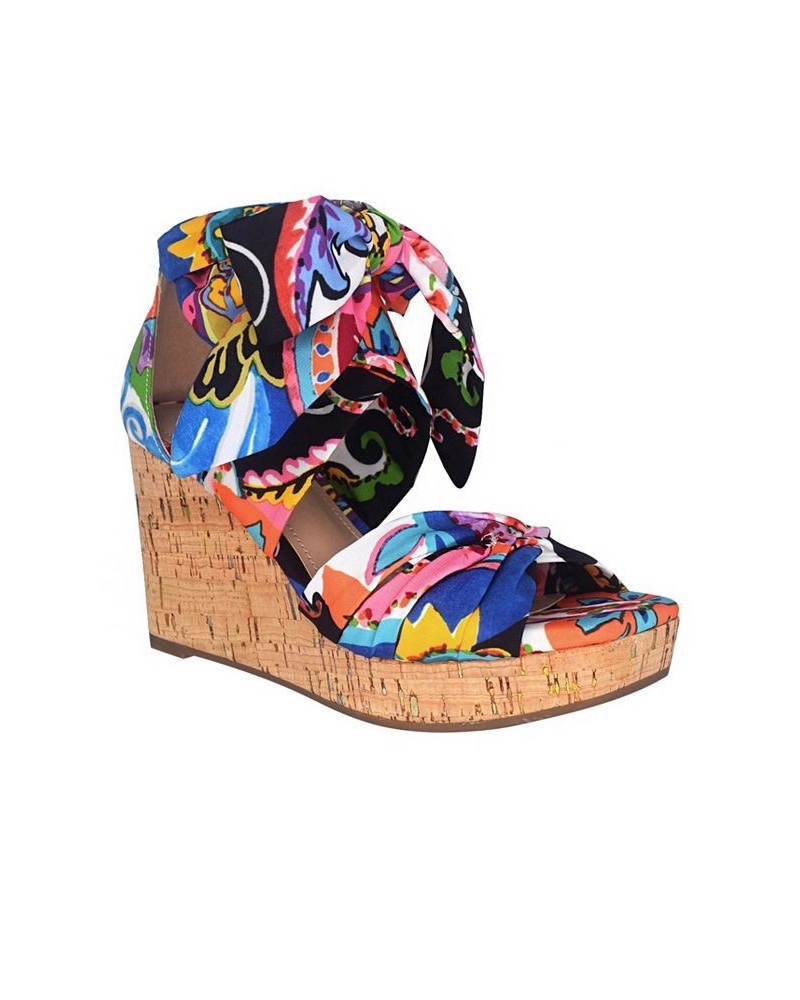 Women's Olemah Ankle Wrap Memory Foam Wedge Sandal PD03 $43.70 Shoes