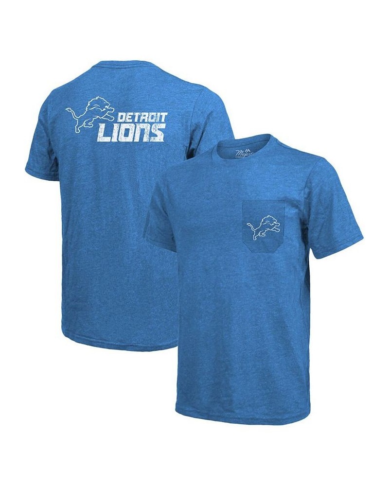 Detroit Lions Tri-Blend Pocket T-shirt - Blue $26.40 T-Shirts