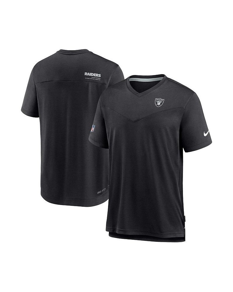 Men's Black Las Vegas Raiders 2022 Sideline Coach Chevron Lock Up Performance V-Neck T-shirt $22.95 T-Shirts