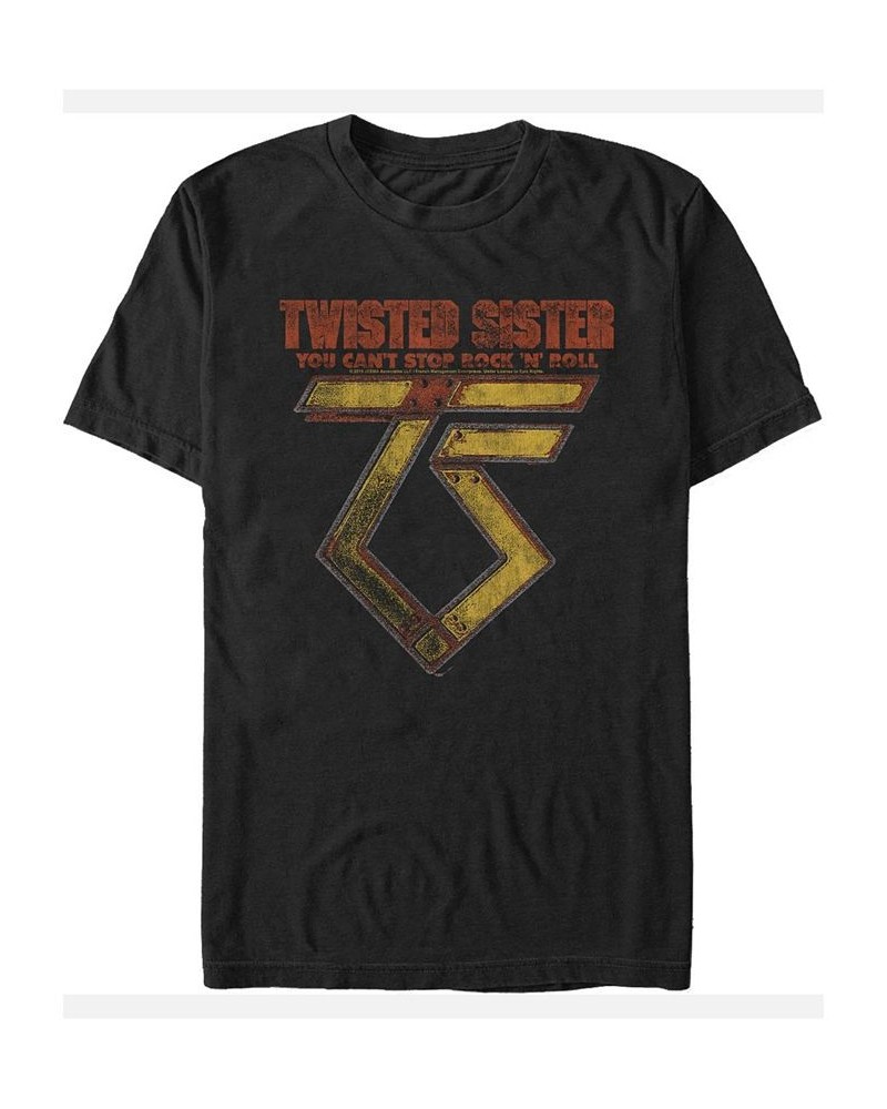 Twisted Sister Men's Metal Rock N Roll Logo Short Sleeve T-Shirt Black $14.70 T-Shirts