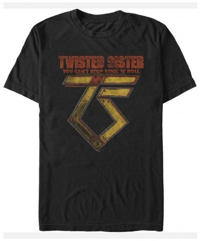 Twisted Sister Men's Metal Rock N Roll Logo Short Sleeve T-Shirt Black $14.70 T-Shirts