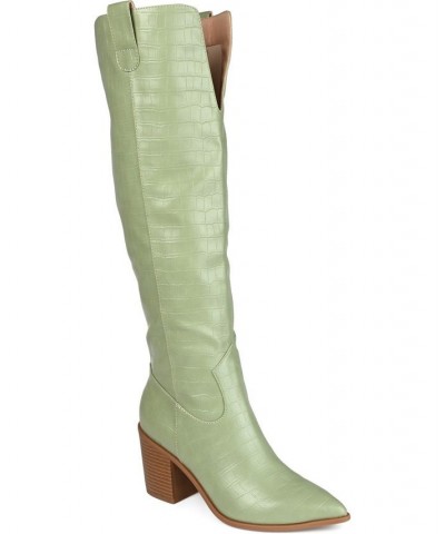 Women's Therese Extra Wide Calf Boots Green $48.00 Shoes