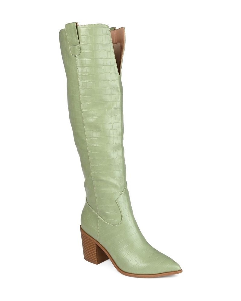 Women's Therese Extra Wide Calf Boots Green $48.00 Shoes