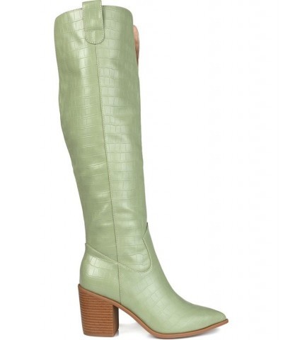 Women's Therese Extra Wide Calf Boots Green $48.00 Shoes