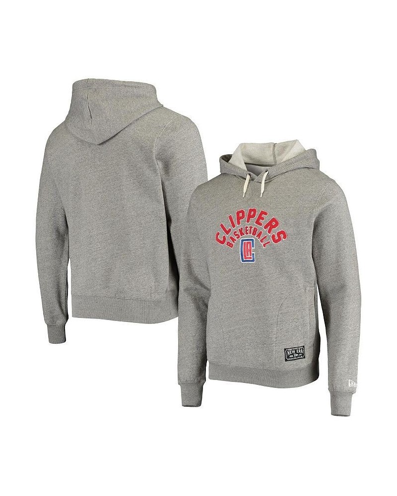 Men's Heathered Gray LA Clippers French Terry Chenille Fleece Pullover Hoodie $45.09 Sweatshirt