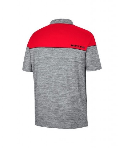 Men's Heathered Gray, Red Maryland Terrapins Birdie Polo Shirt $26.95 Polo Shirts