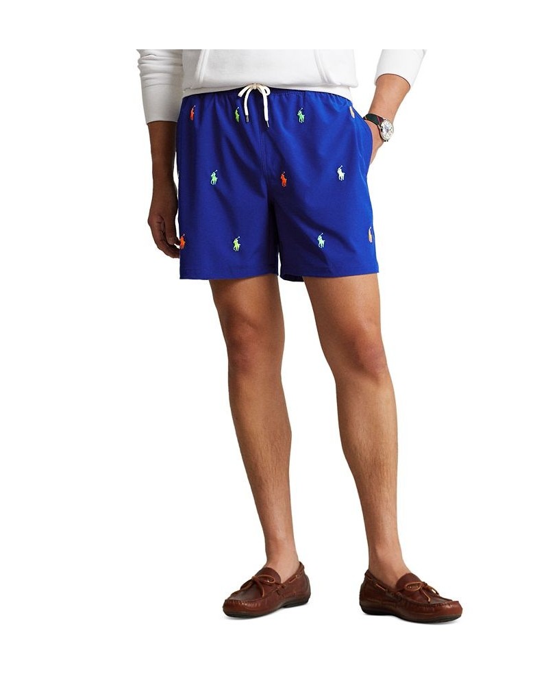 Men's 5-3/4-Inch Traveler Classic Swim Trunks Blue $31.50 Swimsuits