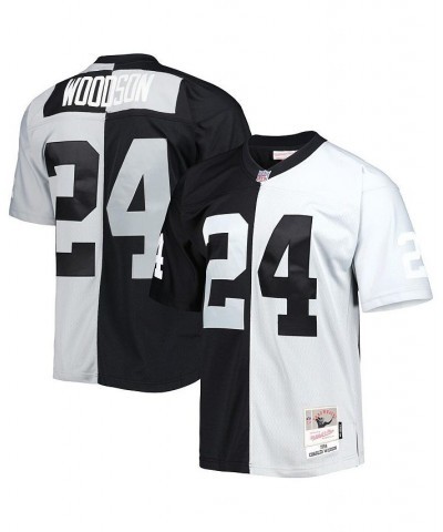 Men's Charles Woodson Black and Silver Las Vegas Raiders 1998 Split Legacy Replica Jersey $60.63 Jersey