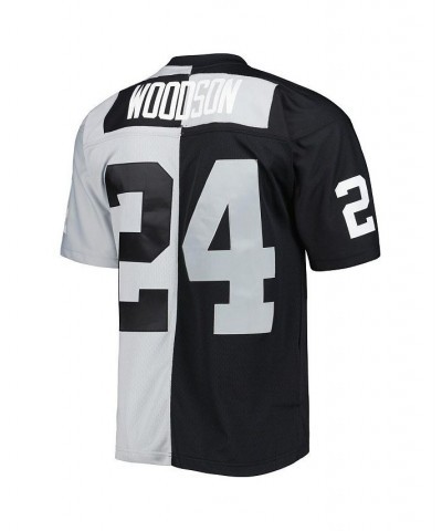 Men's Charles Woodson Black and Silver Las Vegas Raiders 1998 Split Legacy Replica Jersey $60.63 Jersey