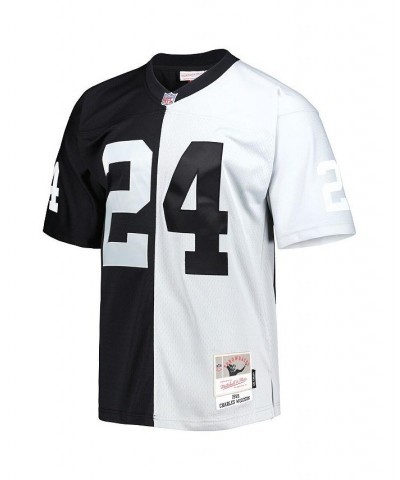 Men's Charles Woodson Black and Silver Las Vegas Raiders 1998 Split Legacy Replica Jersey $60.63 Jersey