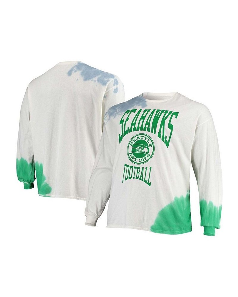 Men's Cream Seattle Seahawks Tie-Dye Long Sleeve T-shirt $32.99 T-Shirts